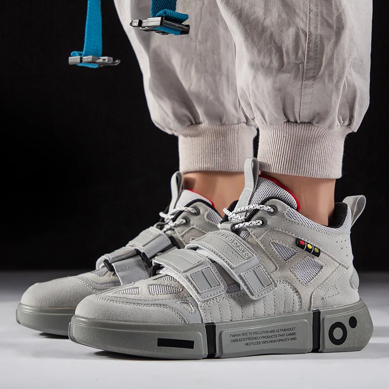 Мужские осенние кроссовки с высоким берцем повседневные Дизайнерские белого