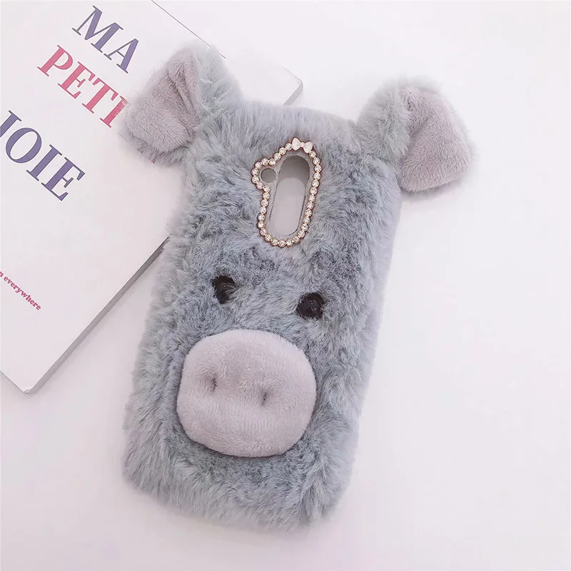 Light Grey Плюшевый чехол Lucky Pig Для Asus ZB633KL ZE620KL ZC600KL ZD551KL мягкий меховой милый 3D пушистый защитный чехол для телефона - Цвет: Light Grey