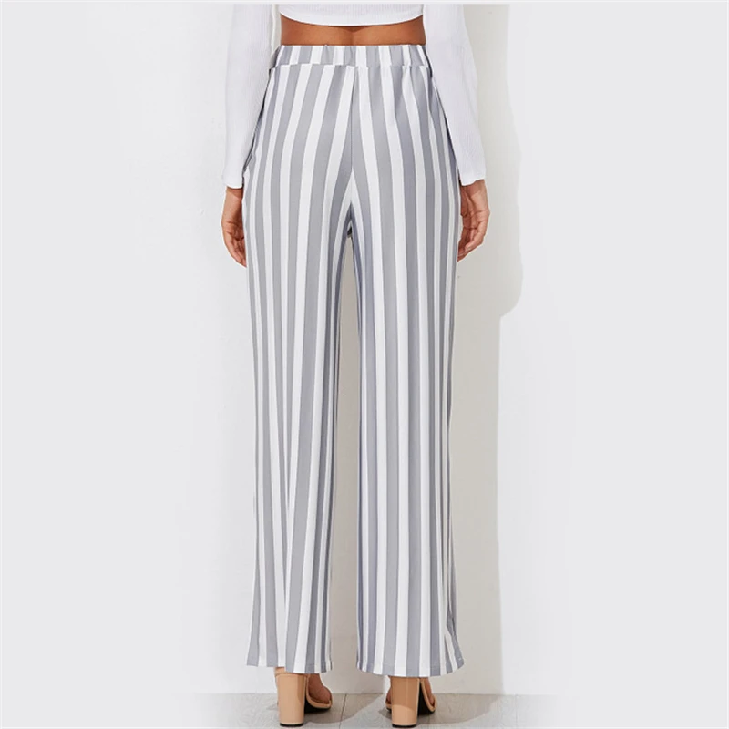 Женские свободные брюки Palazzo элегантные офисные с высокой талией в Вертикальную