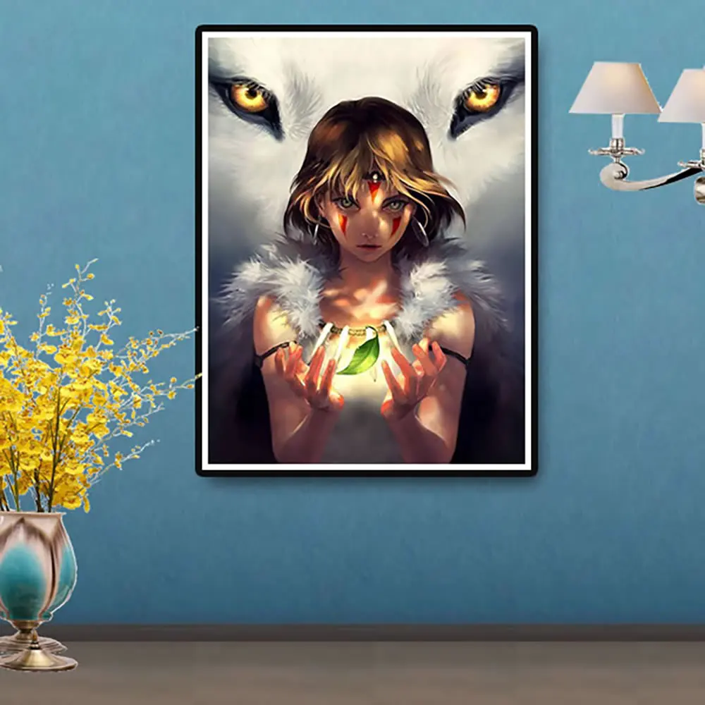 Полный Круглый алмазная живопись 5D сделай сам с животным принтом волк девочка