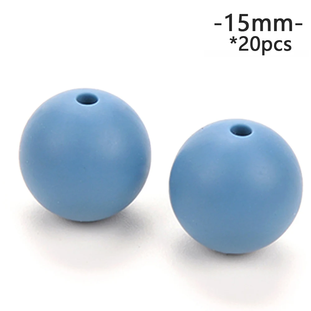 Niagara LOFCA 15mm 20pcs/lot Silicone Loose Beads Safe Teether Round Baby Teething Beads DIY Chewable Colorful Teething For Infant - Цвет: Niagara