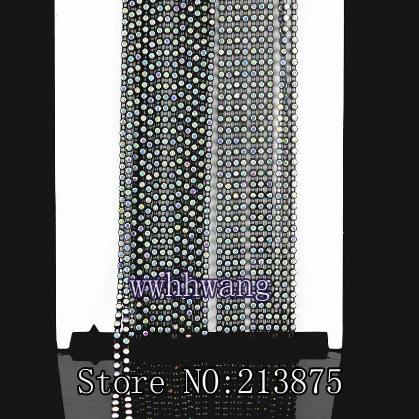 04 black chain 10 метров, SS6, 2 мм B Класс, прозрачный AB, стеклянные кристаллы, стразы, обвязка, 15 цветов, отделка Пластик цепи, низ свадебные платья - Цвет: 04 black chain