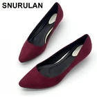 Туфли-лодочки snurulan, женские на низком каблуке, из флока, без застежки, пикантные повседневные тонкие туфли, e682, весна-осень