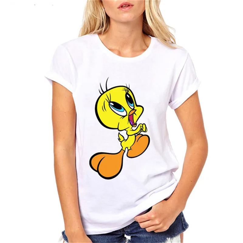 Летняя женская футболка Looney ttes Tweety Bird с мультяшным принтом летняя модная Милая