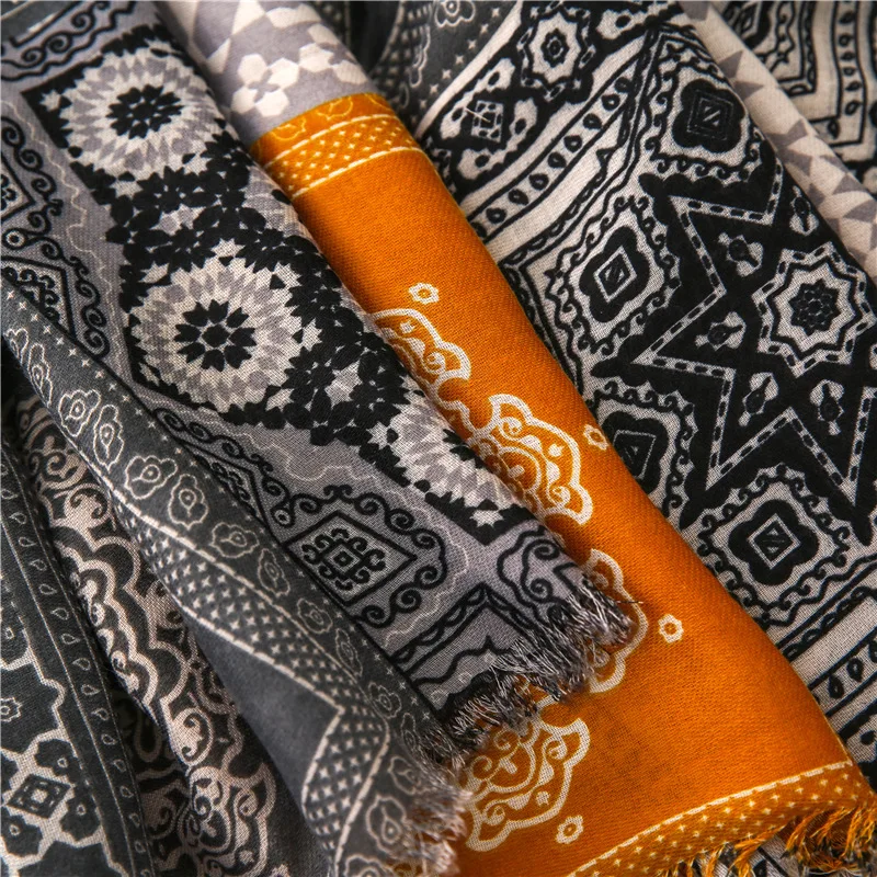 Женская модная богемная Геометрическая бахрома шаль из вискозы шарф Printe Echarpe