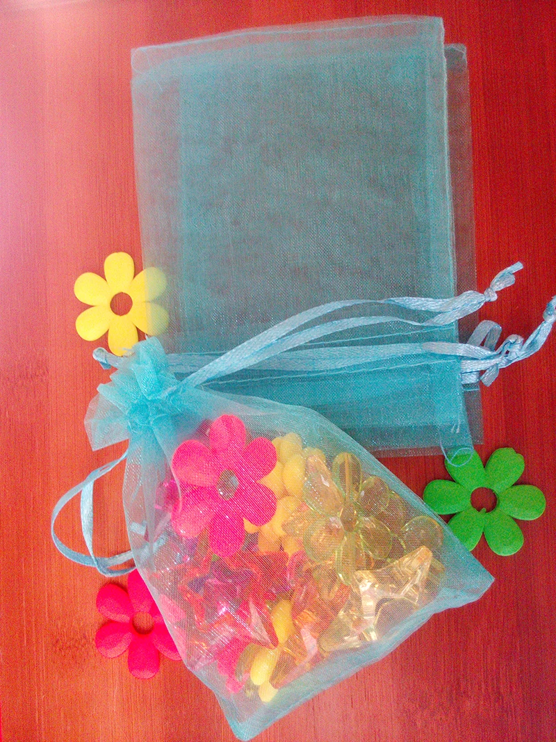 Подарочный пакет из голубой органзы 17*23 см мешочки для ювелирных изделий с