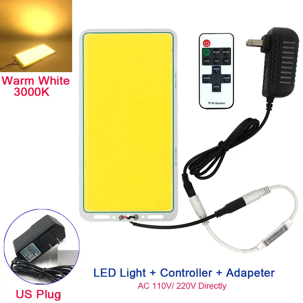 WW DIMMER US PLUG 220x113 мм 200 Вт супер яркий Диммируемый 220 в 12 В светодиодный панельный светильник с контроллером Диммер для авто лампы DIY открытый светильник ing - Цвет: WW DIMMER US PLUG