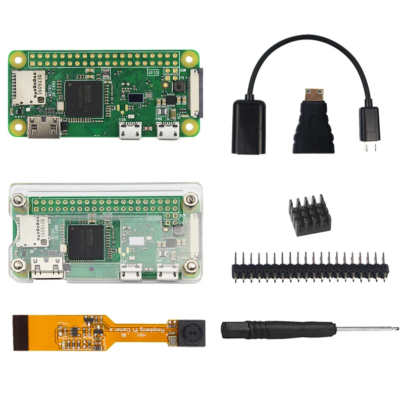Raspberry Pi Zero W Kit акриловый чехол + теплоотвод головка GPIO дополнительная камера/SD