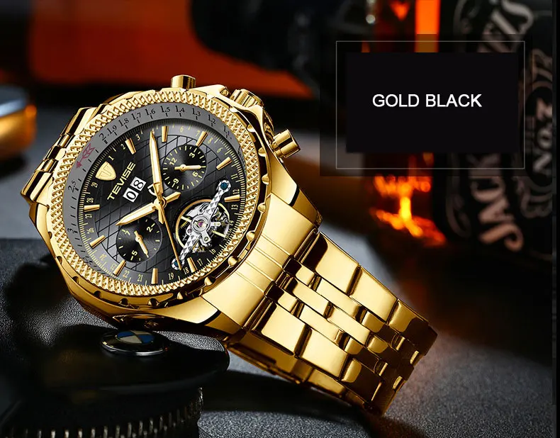 Tevise Топ бренд Роскошные мужские часы Автоматические Tourbillon механические часы для мужчин с автоматическим заводом мужские наручные часы Relogio Masculino