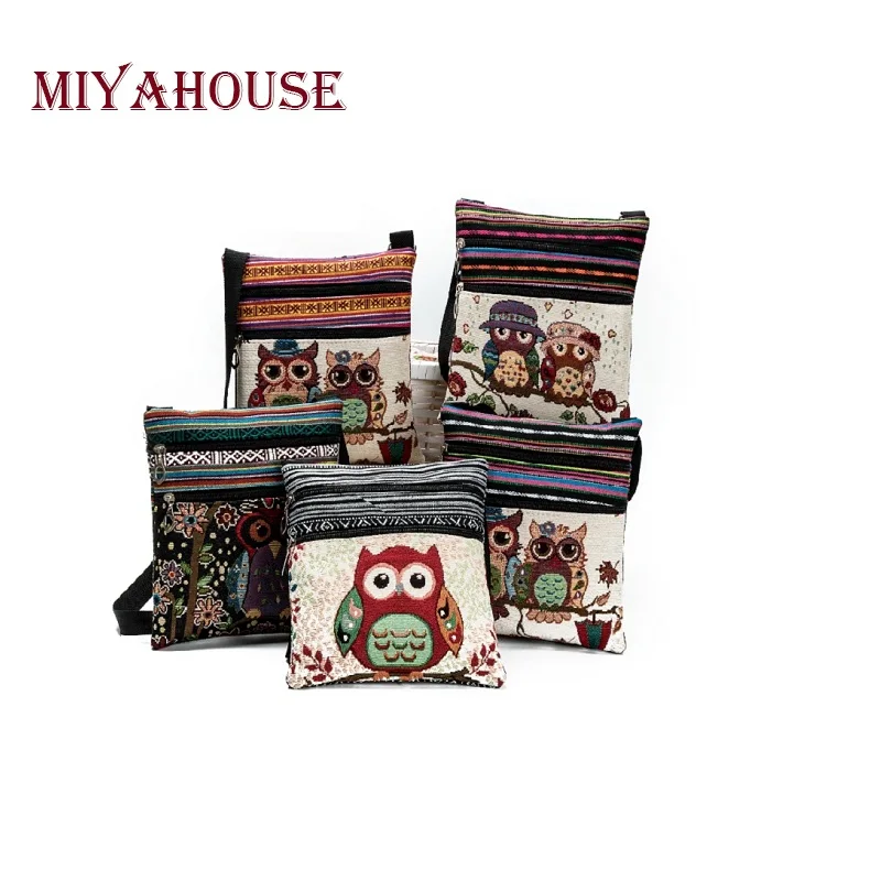 Miyahouse двойной молнии Женский мини клапаном сумки через плечо мультфильм полотно