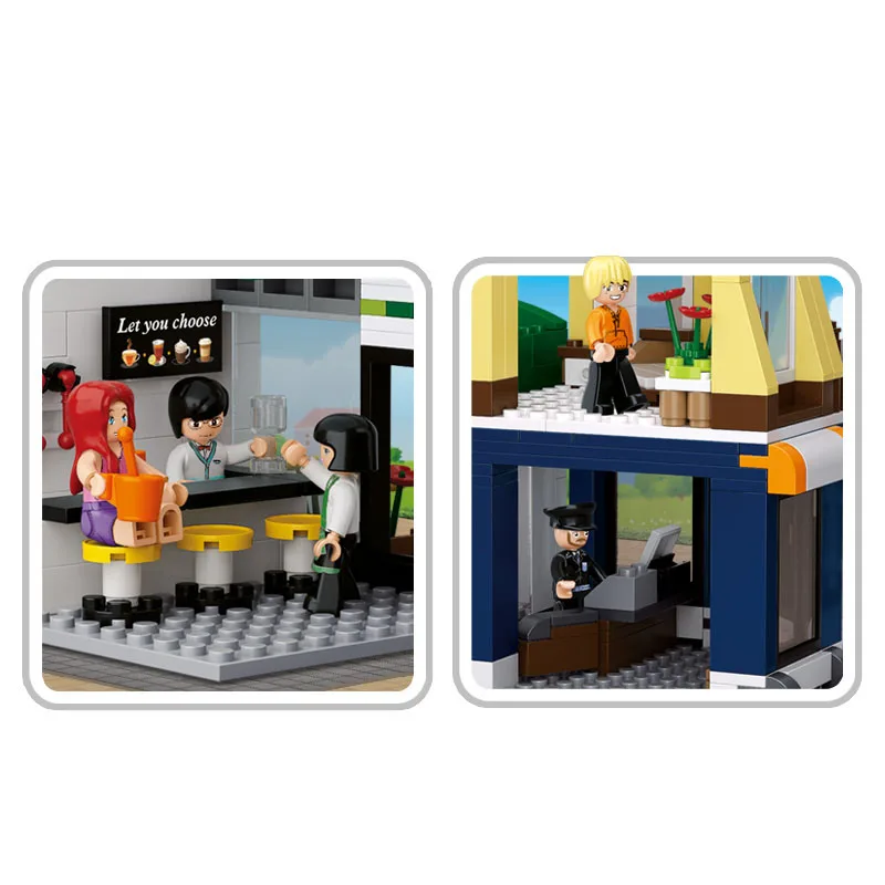 Coffee shop Hotel Bricks Toys Sim City Street view Forge Big World Building Blocks Kids Set Model Gifts Compatible Friends | Игрушки и