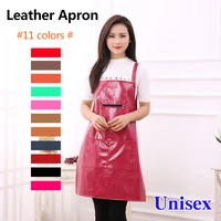 korean leather waterproof apron oil kitchen overalls pu overalls household adult men and women overalls kitchen cooking overalls