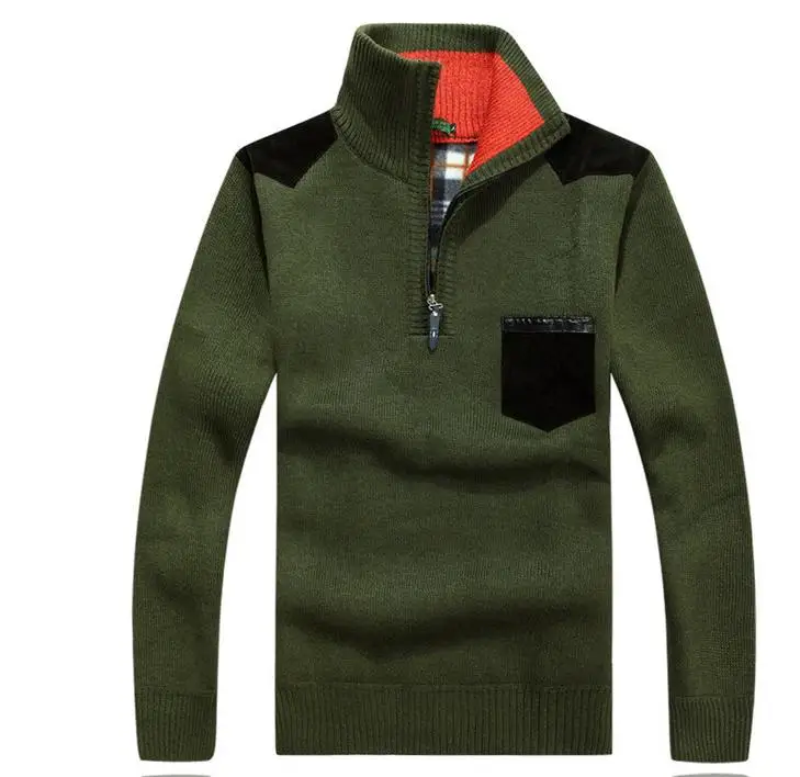 Теплый толстый бархатный кашемировый зимний мужской свитер Пуловеры на молнии