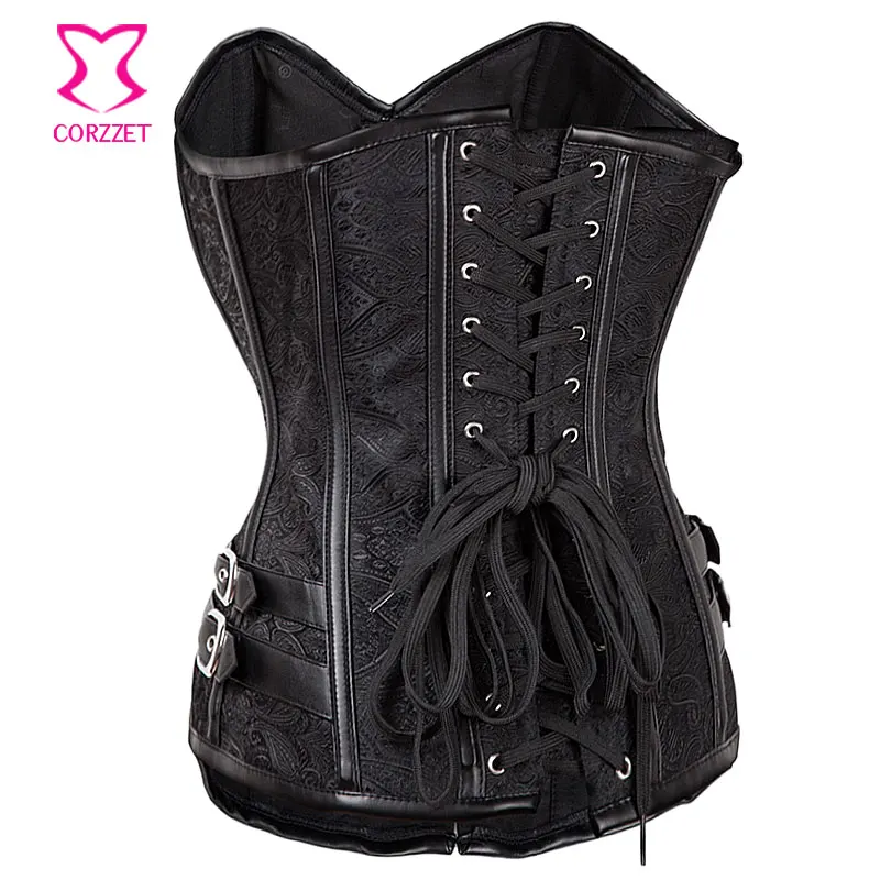 Черный стильный корсет в стиле стимпанк | Женская одежда