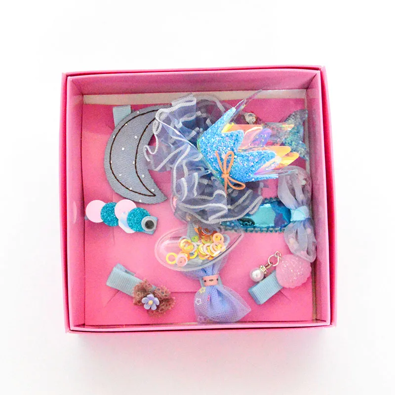 set 9 NO BOX 10 шт./компл. мультфильм Животные Детские Заколки для волос с блестками и бантом Корона детская заколка для волос, заколка детская лента для волос для девочек, женские аксессуары для волос - Цвет: set 9 NO BOX