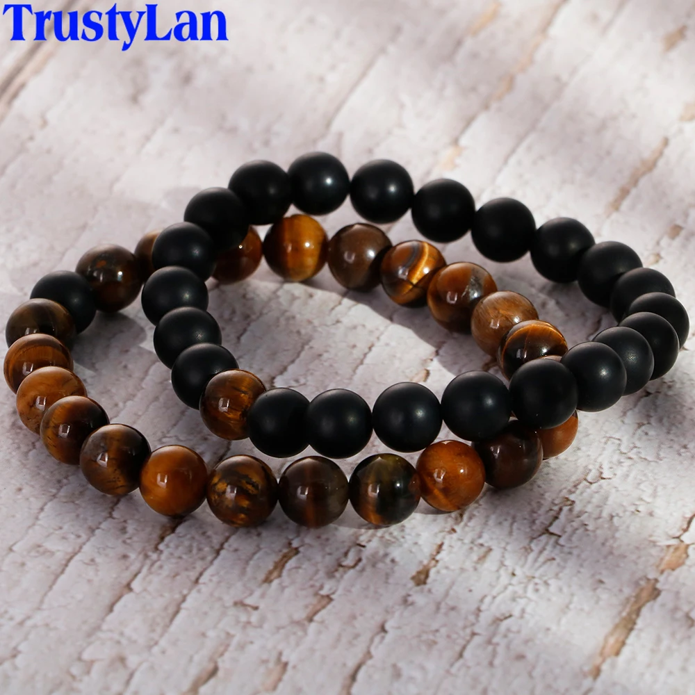 Браслет с бусинами из натурального агата шириной 8 мм для мужчин и женщин |