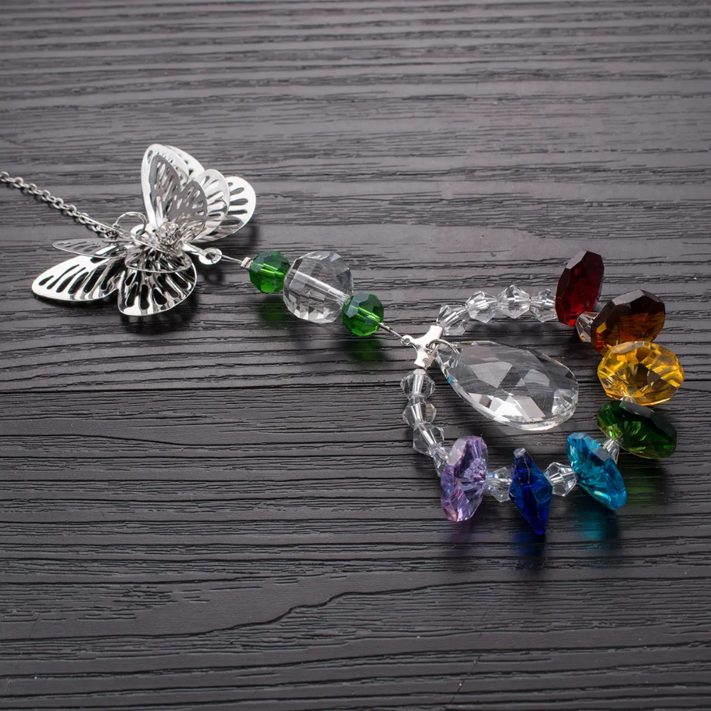 3D бабочка и сердце Подвески чакры люстра Suncatchers для дома и офиса украшения сада Подвески для автомобиля растение окна
