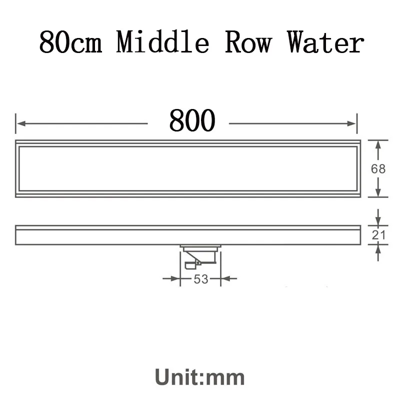 80cm Mid Row Water Слив для ванной комнаты 60 см 80 см 100 см 120 см SUS304 из нержавеющей стали дезодорирующий боковой ряд душевых стоков матовый - Цвет: 80cm Mid Row Water