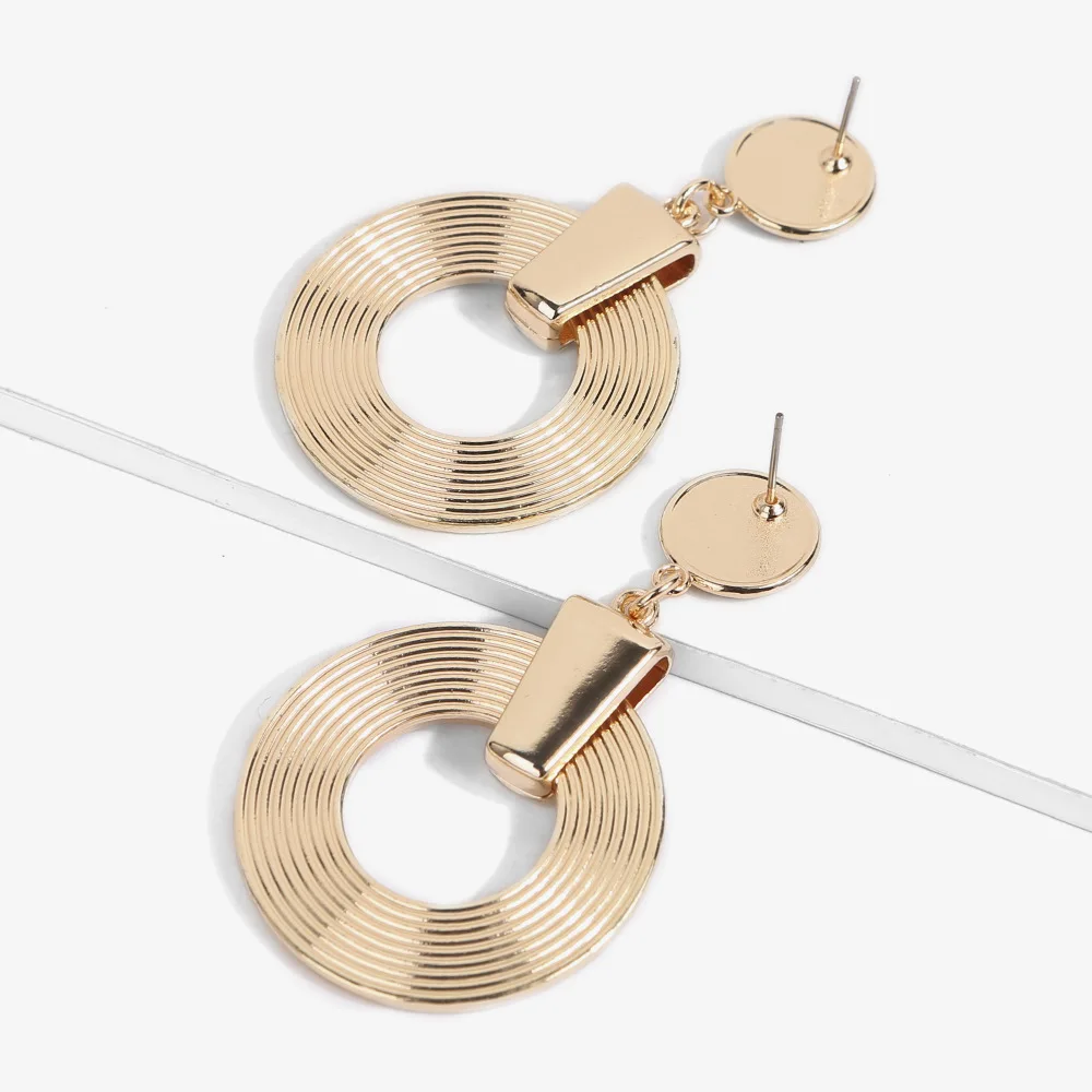 E056.women earrings.Leather earrings fashion large circle alloy | Dangle Earrings