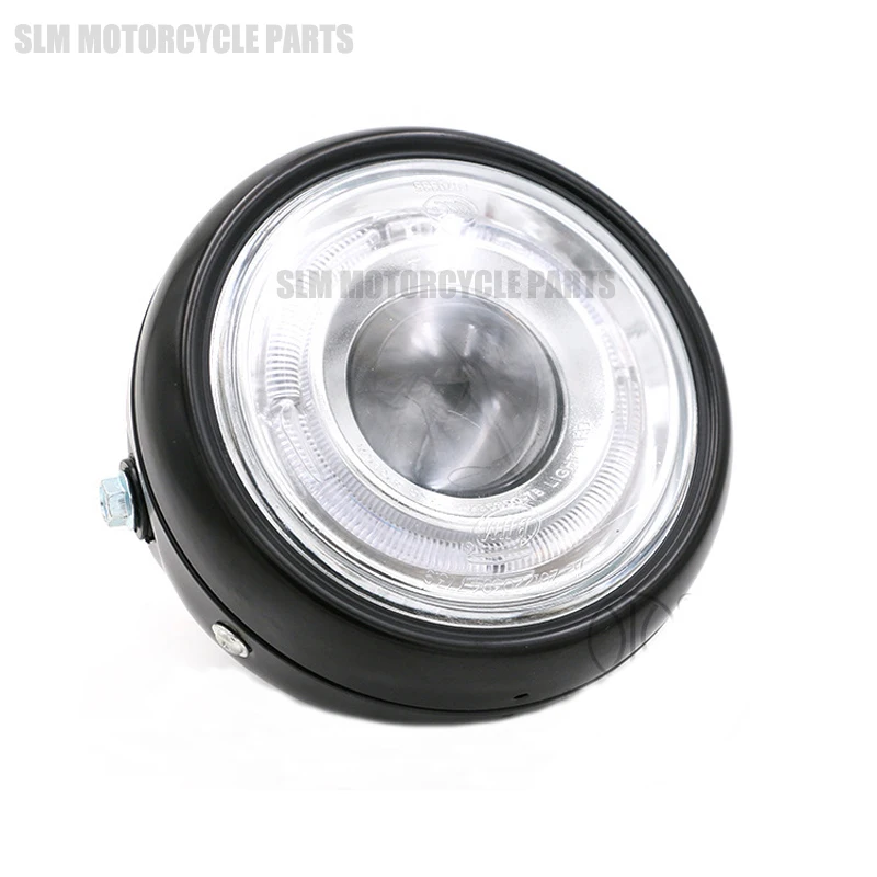 Мотоцикл LED Ретро черный металлический передняя вилка фара комплект Винтаж для