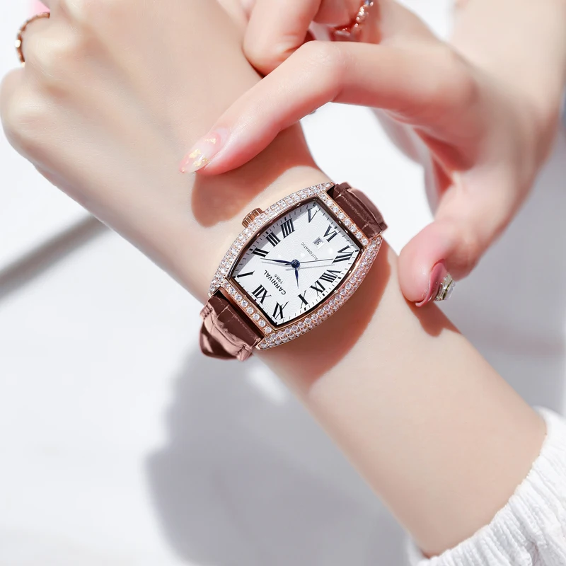Genuine Carnival Watch Lady Mechanical Watch Fashion Trend Waterproof Diamond Leather Brand Women's Watch 2019 New