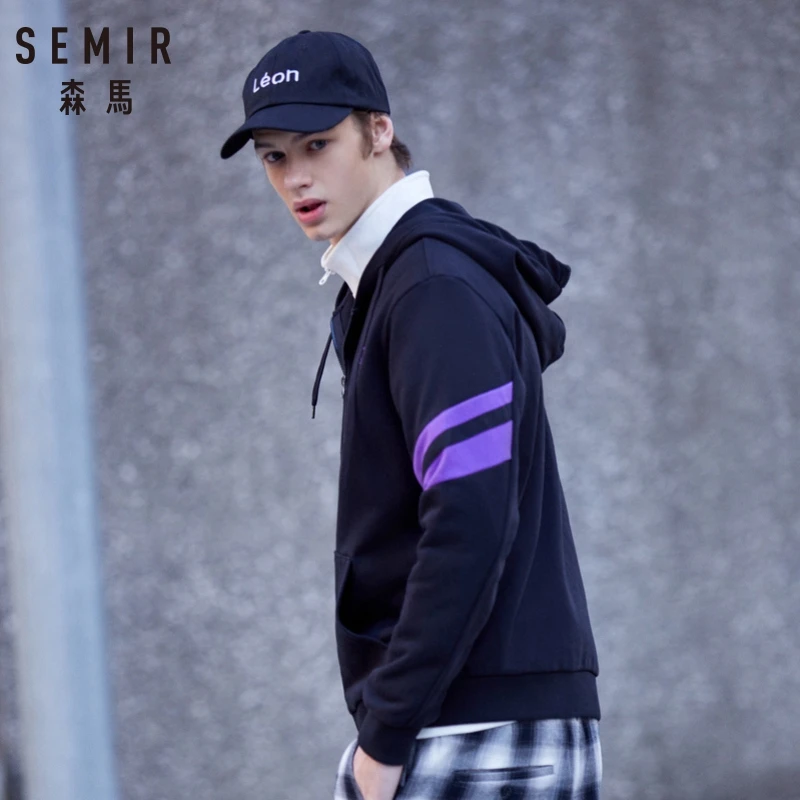 SEMIR Для мужчин s вышитые курточка на молнии с капюшоном оторочкой контрастного