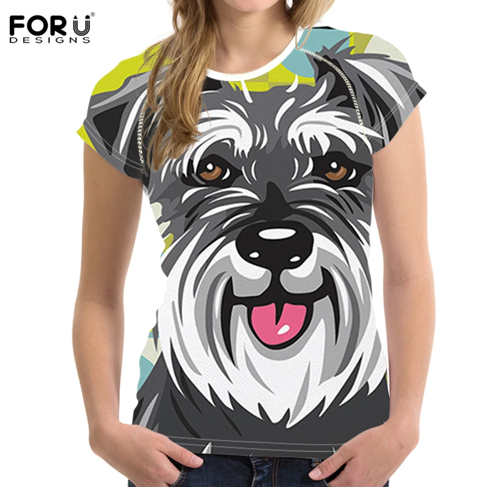 FORUDESIGNS/шнауцер собака живопись на молнии Женские дизайнерские 3D принты Топы И
