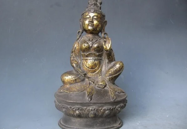 

Free shipping S1169 Tibet Buddhism Fane classical Old Bronze Gild Bodhisattva Buddha Statue
