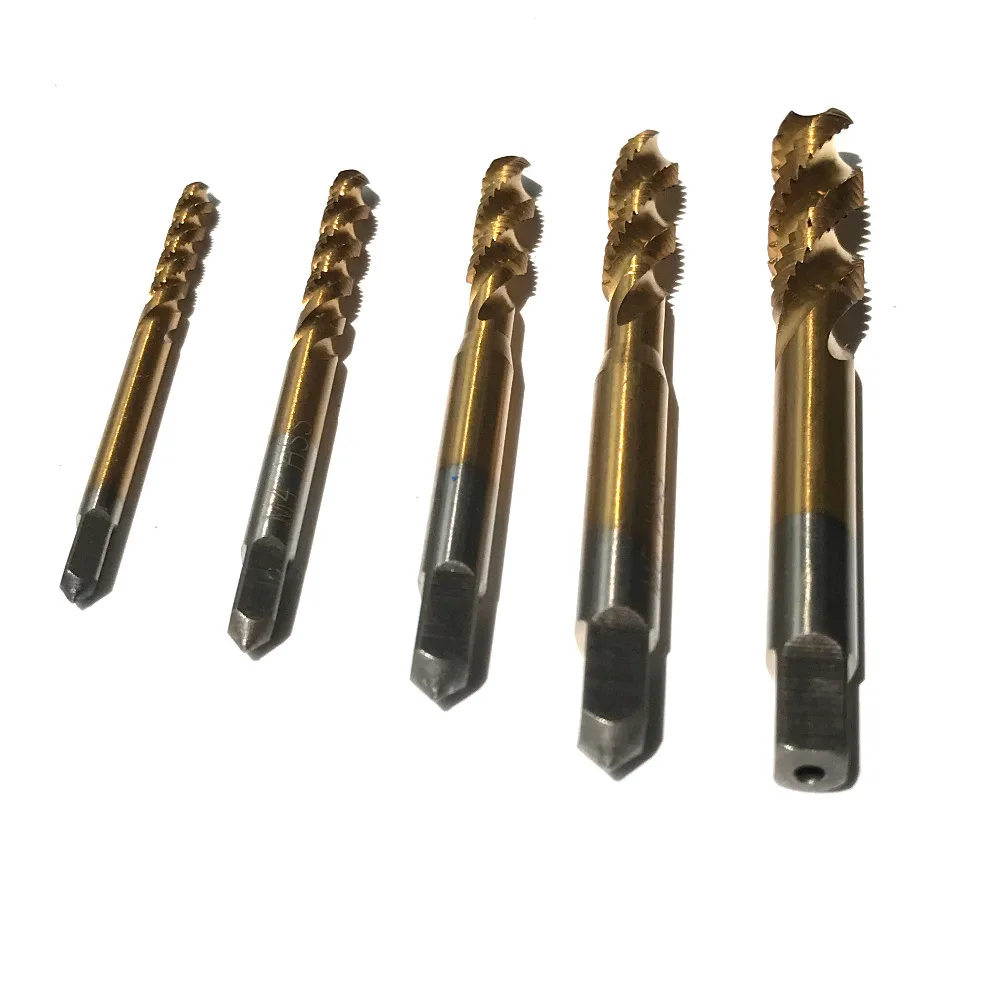 HSS6542 5 шт. спиральные/прямые метчики для флейты с Оловянным покрытием M3 M8 мягкой