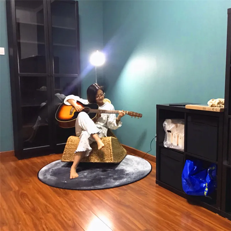 Круглый напольный ковер для гостиной домашний декор 3D Луна деревянная лента