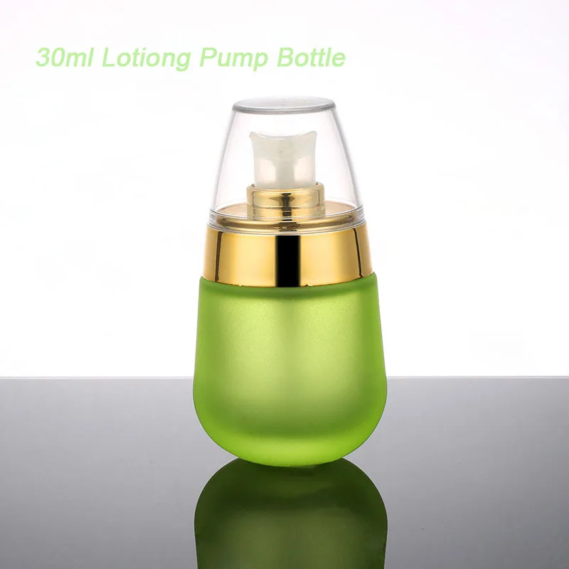 10 шт. элегантная матовая зеленая стеклянная бутылка для лосьона с белой крышкой PP