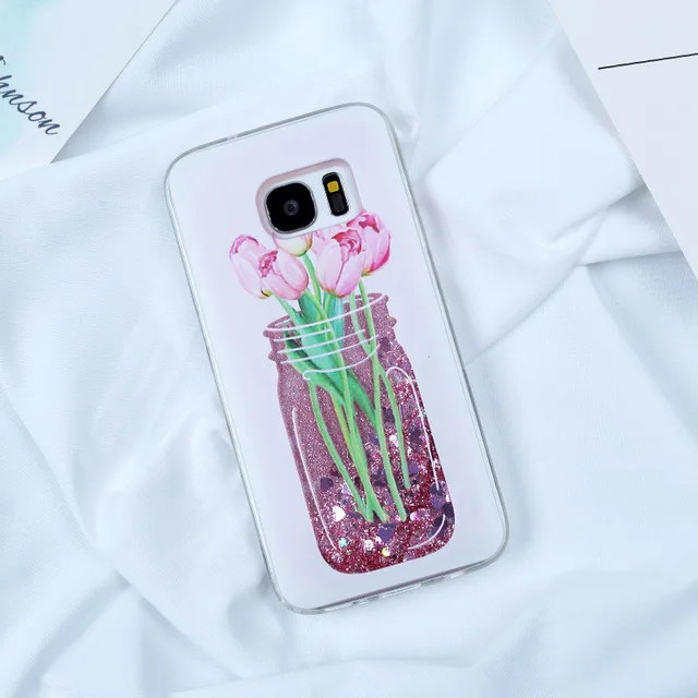 vase Для Samsung S7 Edge чехол S8 S9 S10 плюс A5 A8 плюс A5 J5 J7 J3 A3 A5 A7 Жидкий блеск динамический телефонные чехлы - Цвет: vase