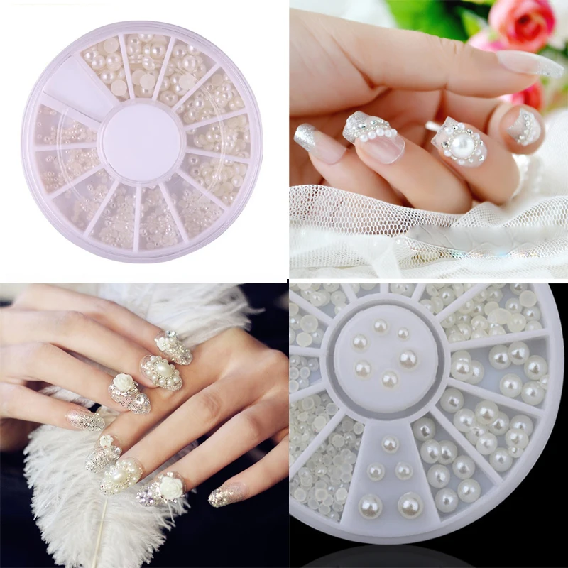 

New White Half Round Pearls Acrylic Rhinestone Crystal Decorations Beauty DIY Accessorios High Quality Pearl Beads Jewelry