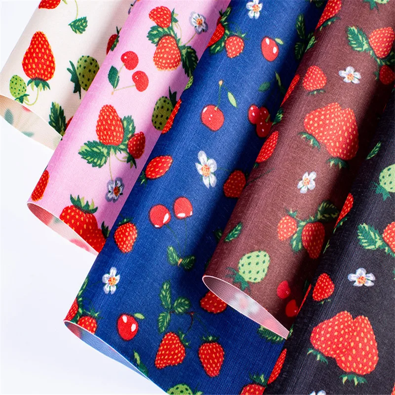 A4 Strawberry Pattern Leather Fabric Colorful Modern Home Garment Textile Sewing Accessories Wholesales Drop Shipping | Дом и сад
