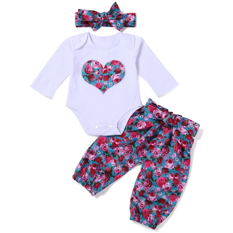 Комплект одежды из 3 предметов для маленьких девочек комбинезон новорожденных +