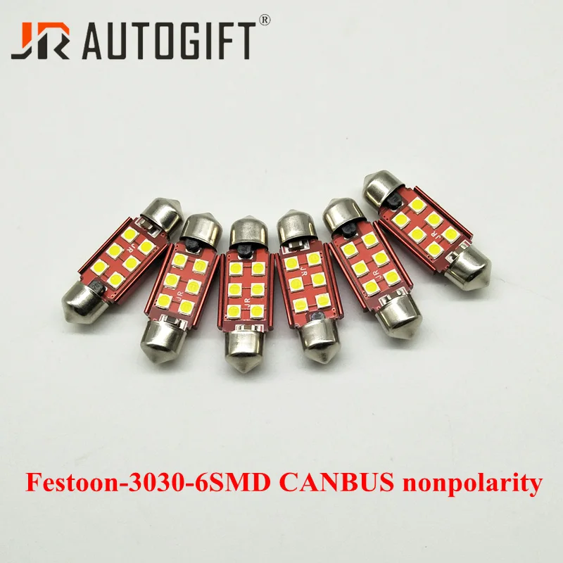 50 шт. яркий купол Canbus Festoon 36/39/41 мм C5W 3030 Chip 6SMD автомобильный номерной знак лампа для