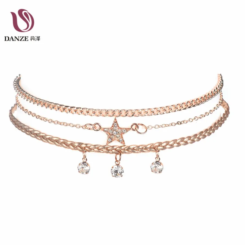 Danze готический ручной работы сплав звезда цепь чокер кристалл кисточка кулоны