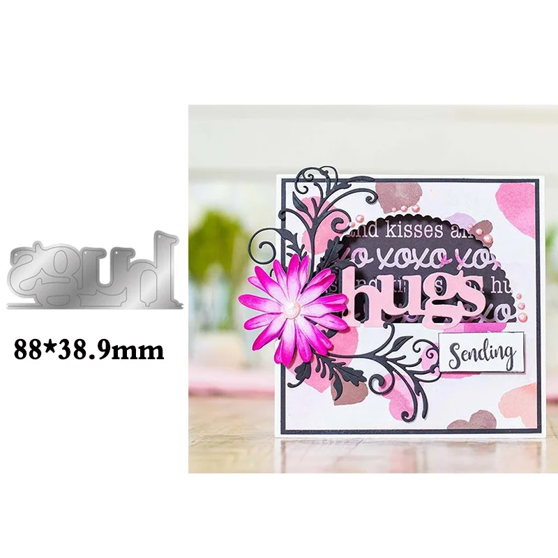 3 Hugs Рамка и буквы слова металлические Вырубные штампы DIY Скрапбукинг альбом бумажные карты тиснение ремесла шаблон - Цвет: 3 Hugs
