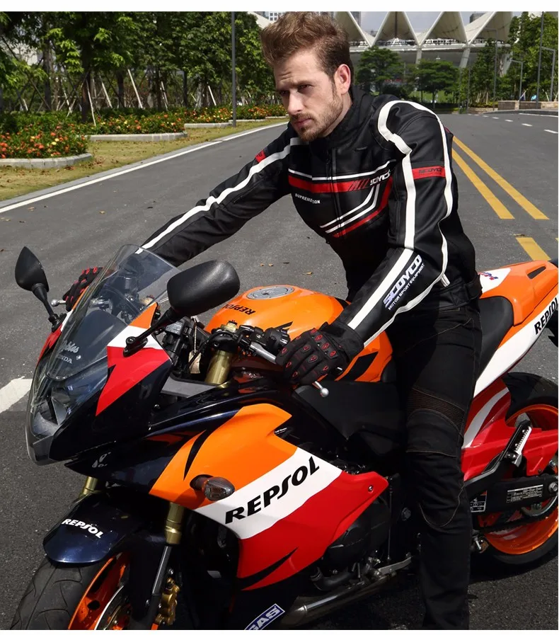 Moto rcycle куртка Scoyco JK37 moto спортивная куртка из искусственной кожи+ ткань Оксфорд 7 шт. протектор moto cross защитная одежда