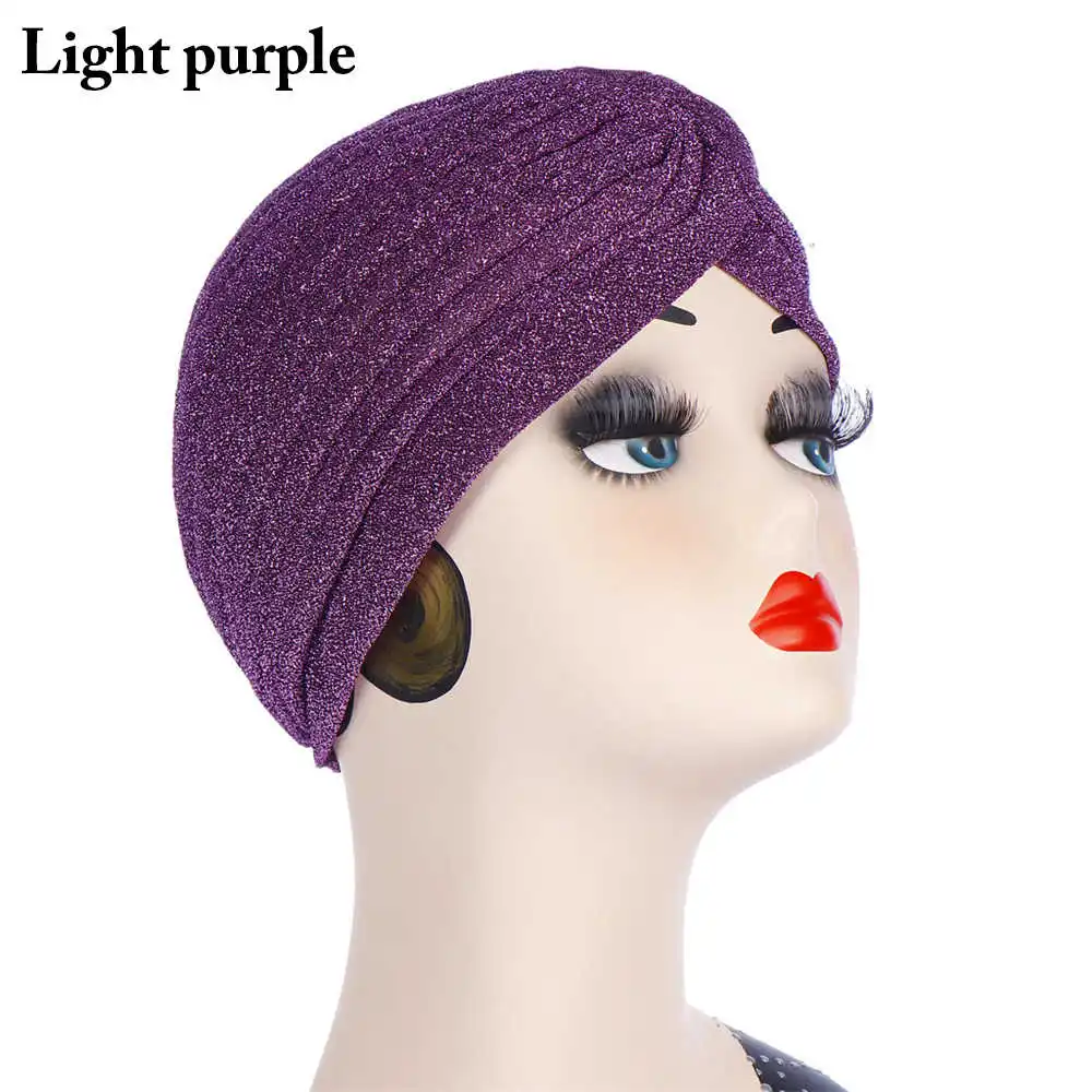 light purple 1 шт. модная летняя женская шляпа с принтом химиотерапия шляпа шапочка мусульманский шарф Эластичный Тюрбан головной убор аксессуары для волос - Цвет: light purple