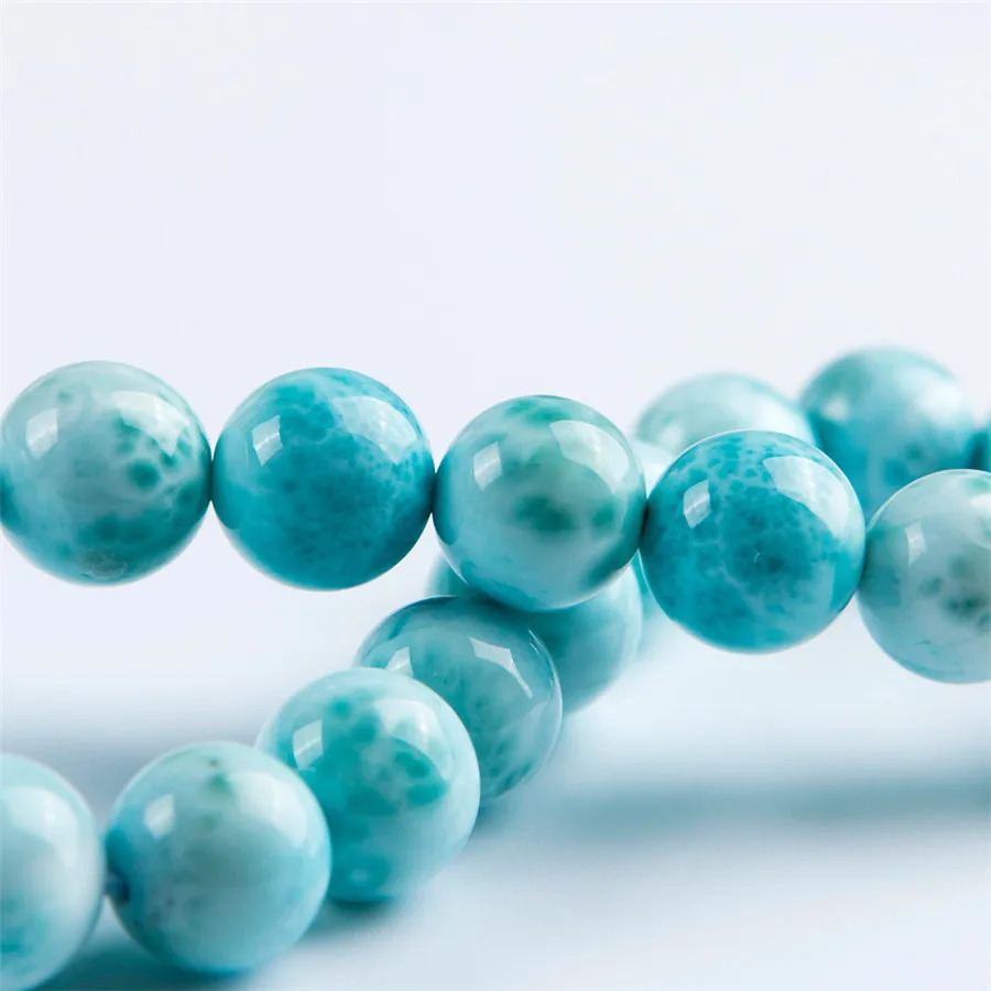 10 мм модный натуральный Синий Ларимар Кристалл растягивающийся Круглый браслет