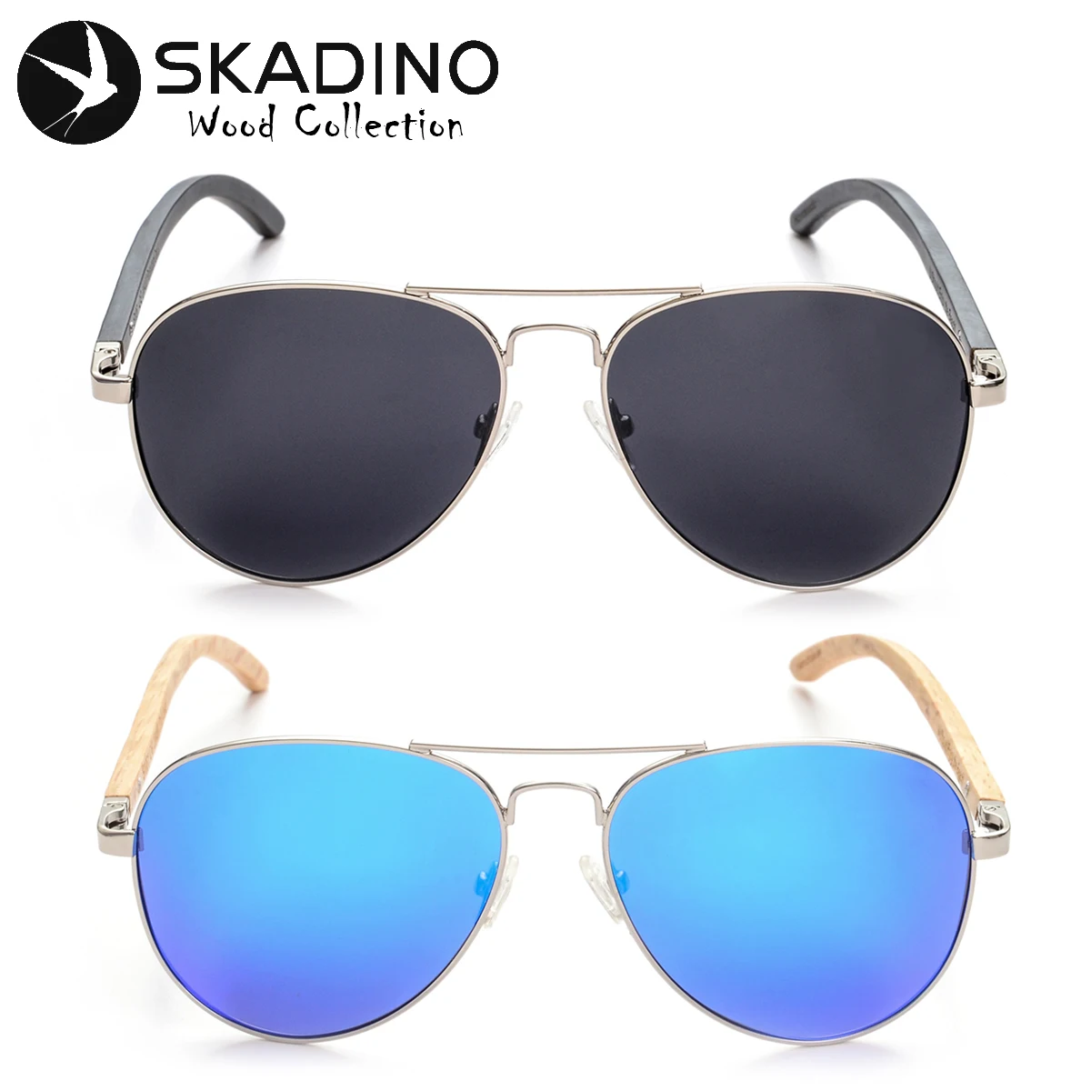 SKADINO UV400 поляризационные мужские солнцезащитные очки пилота из бука Модные для
