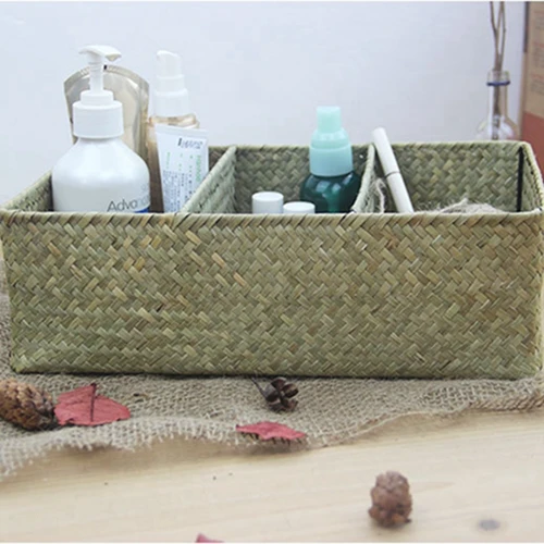natural color WHISM корзины ручной работы для хранения корзины Плетеная соломенная коробка для хранения водорослей из ротанга корзина для пикника Корзина для детских игрушек кухонный Органайзер - Цвет: natural color