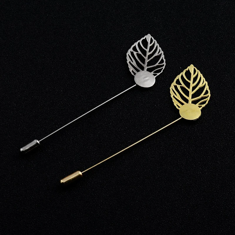 100 шт./партия Золотые/Серебристые Металлические безопасные булавки DIY брошь 8,5 см длина в форме листа булавка ручной работы Свадебный бутоньерка материал аксессуары
