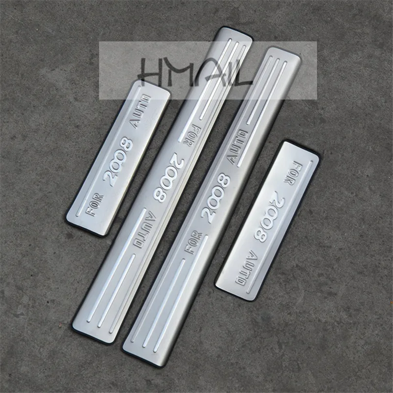 

Stainless steel door sill strip for 2014-17 PEUGEOT 2008 Threshold trim car styling welcome pedal Scuff plate cover film sticker