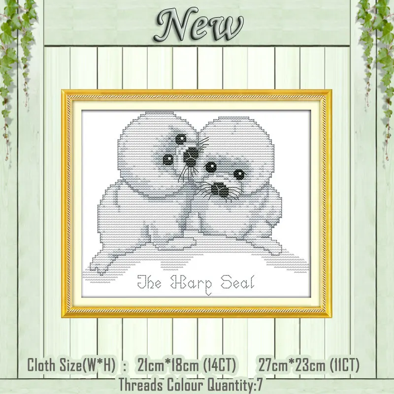Harp Seals Собаки волк Лев медведь лисы животные картина 11CT узоры напечатаны на холсте DMC 14CT вышивка крестиком наборы для вышивания - Цвет: Harp Seals