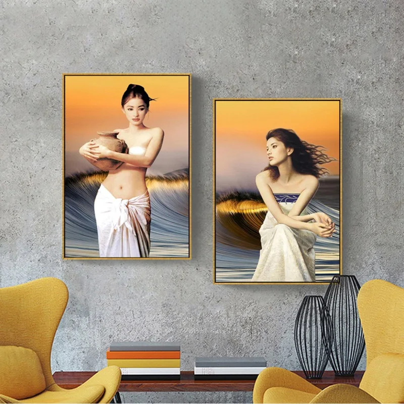 

Hold Tao Female Posters and Prints Modern Character Oil Canvas Painting for Living Room Wall Art Decorative Pictures Home Decor