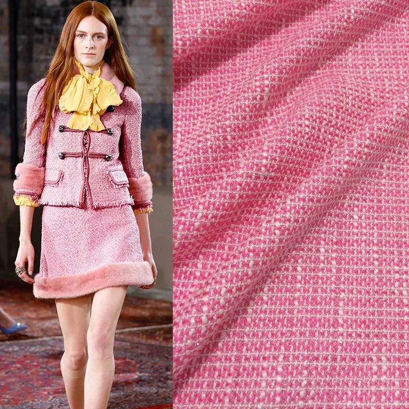 Блестящая цветная твидовая ткань Высококачественная окрашенная пряжа для