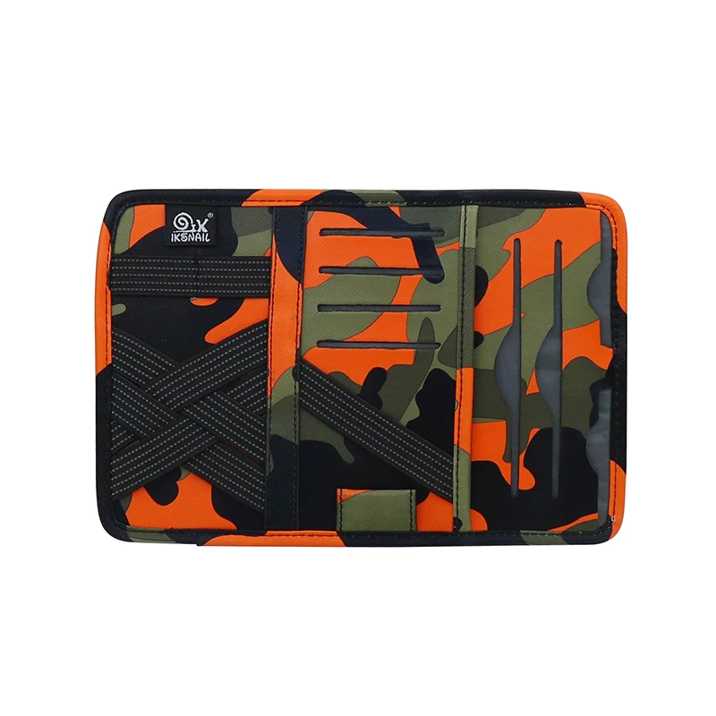 orange IKSNAIL авто аксессуары солнцезащитные очки клип сумка для хранения Камуфляж Солнцезащитный козырек ручка& счета& CD& бумажное полотенце& держатель для Карт Коробка для хранения - Название цвета: orange