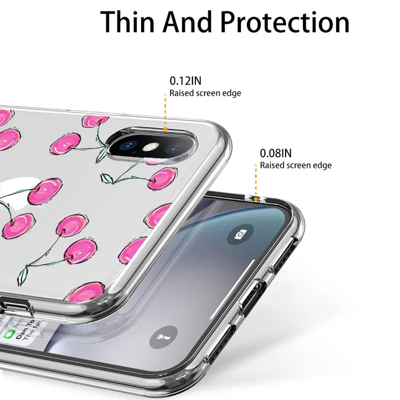 USLION Soft Silicone Fruits Printed Phone Case For iPhone X XS XR Xs Max Transparent TPU Cover 6 6s 7 8 Plus 5 5s SE |